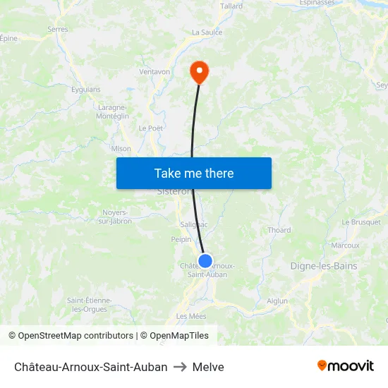 Château-Arnoux-Saint-Auban to Melve map