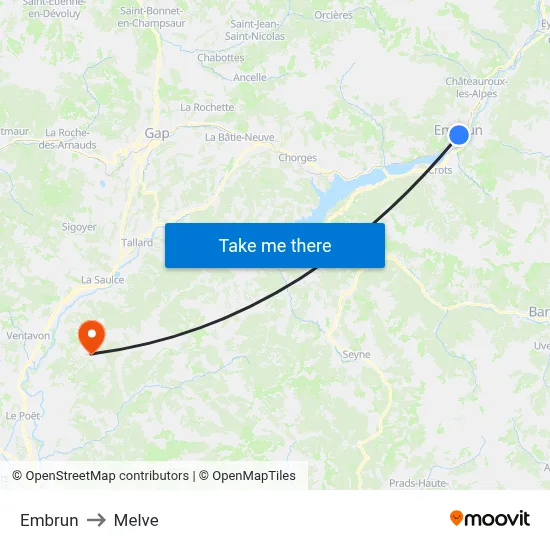 Embrun to Melve map