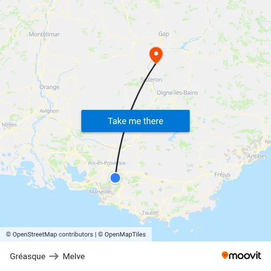 Gréasque to Melve map