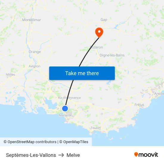 Septèmes-Les-Vallons to Melve map