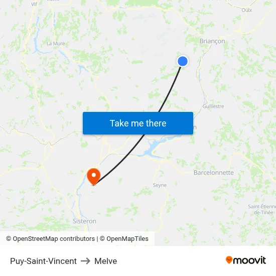 Puy-Saint-Vincent to Melve map