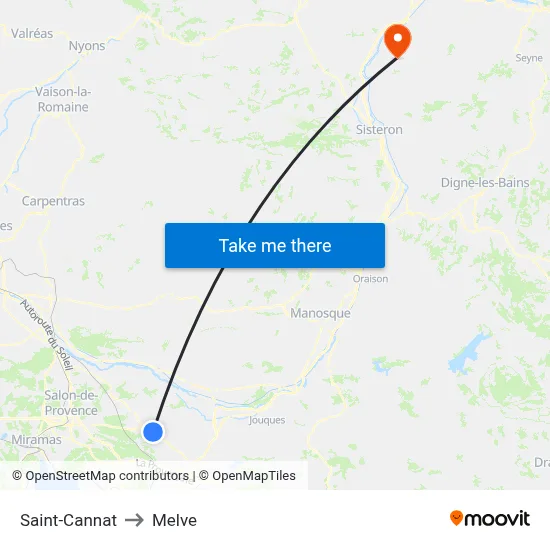 Saint-Cannat to Melve map