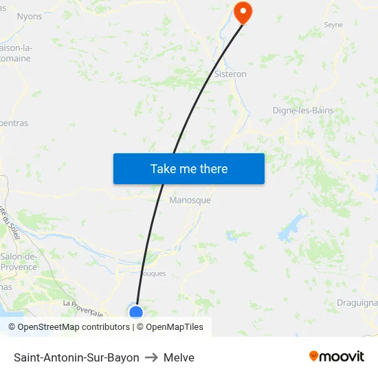 Saint-Antonin-Sur-Bayon to Melve map