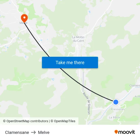 Clamensane to Melve map