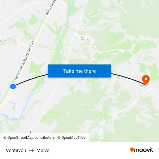 Ventavon to Melve map