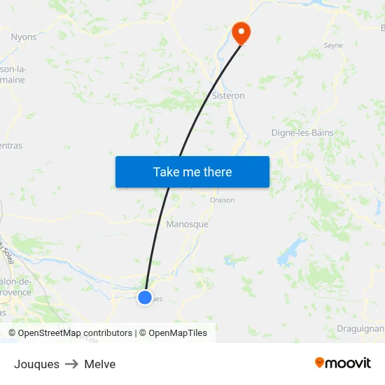 Jouques to Melve map