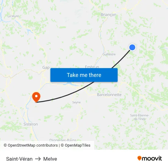 Saint-Véran to Melve map