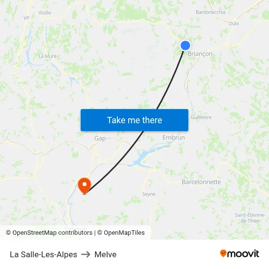 La Salle-Les-Alpes to Melve map