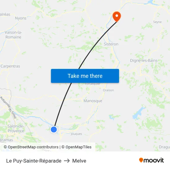 Le Puy-Sainte-Réparade to Melve map