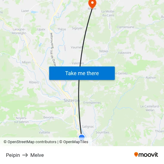 Peipin to Melve map