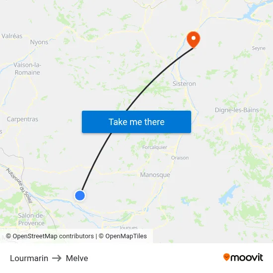 Lourmarin to Melve map