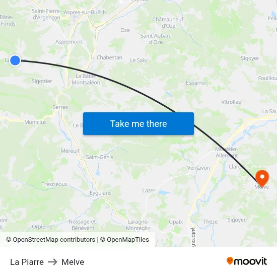 La Piarre to Melve map