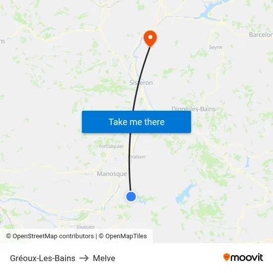 Gréoux-Les-Bains to Melve map