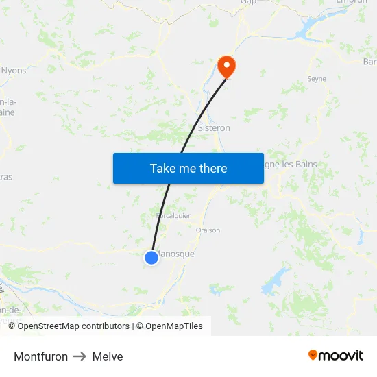Montfuron to Melve map