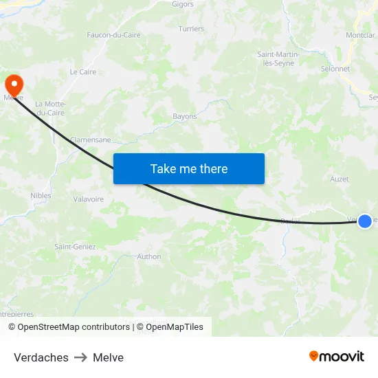 Verdaches to Melve map