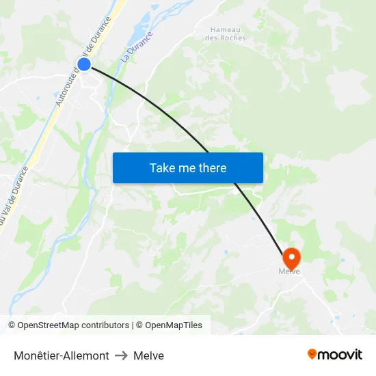Monêtier-Allemont to Melve map