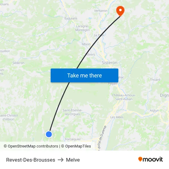 Revest-Des-Brousses to Melve map