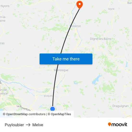 Puyloubier to Melve map