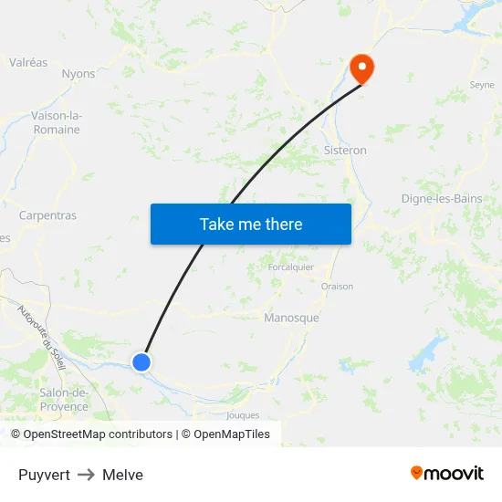 Puyvert to Melve map