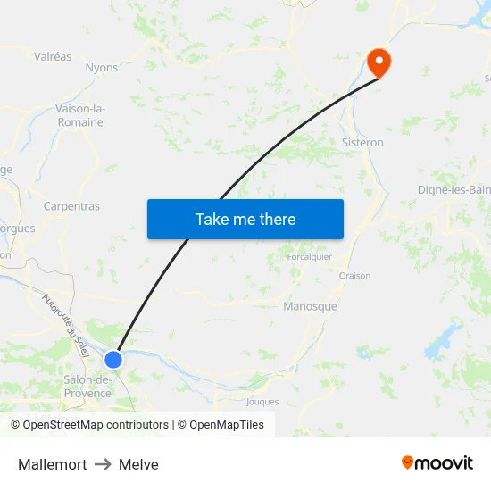 Mallemort to Melve map