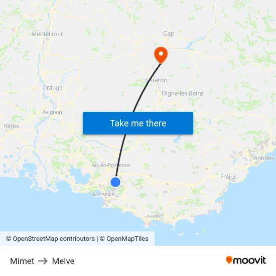 Mimet to Melve map