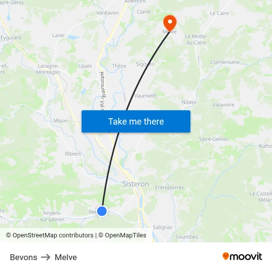 Bevons to Melve map