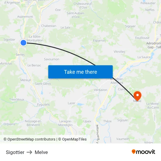 Sigottier to Melve map