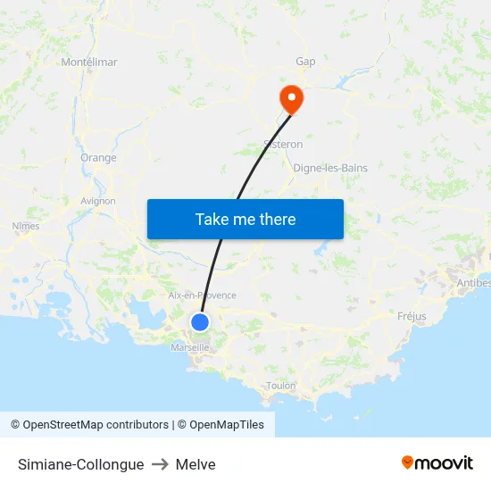 Simiane-Collongue to Melve map