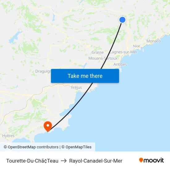 Tourette-Du-Chã¢Teau to Rayol-Canadel-Sur-Mer map