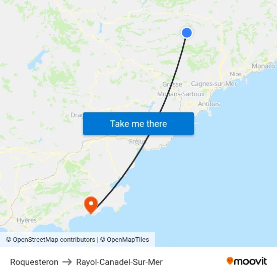 Roquesteron to Rayol-Canadel-Sur-Mer map