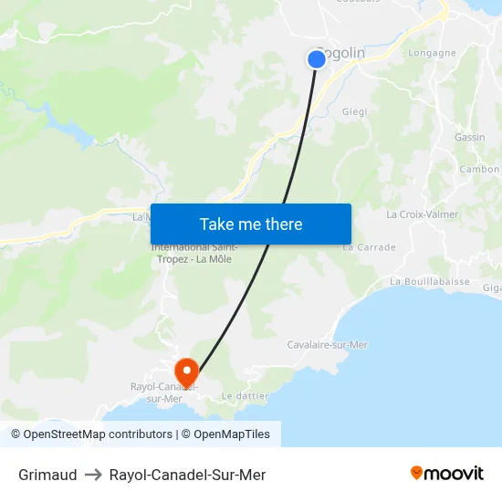 Grimaud to Rayol-Canadel-Sur-Mer map