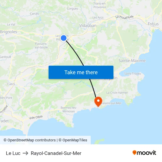 Le Luc to Rayol-Canadel-Sur-Mer map
