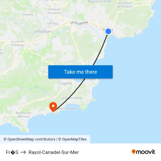 Fr�S to Rayol-Canadel-Sur-Mer map