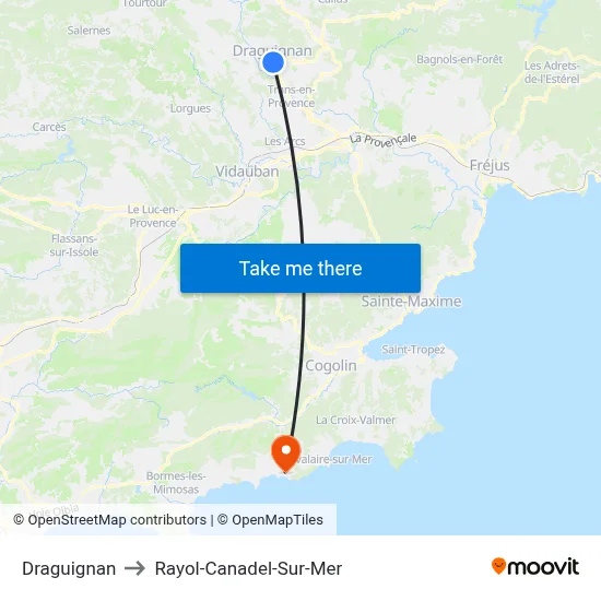 Draguignan to Rayol-Canadel-Sur-Mer map