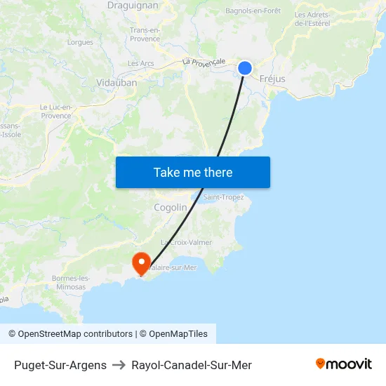 Puget-Sur-Argens to Rayol-Canadel-Sur-Mer map