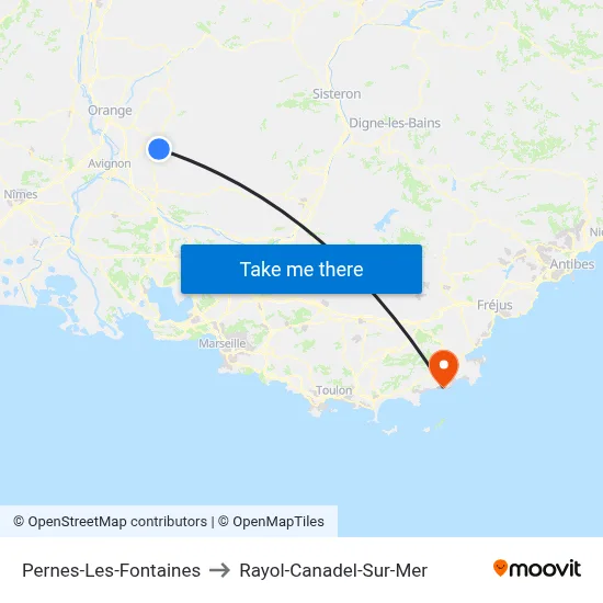 Pernes-Les-Fontaines to Rayol-Canadel-Sur-Mer map