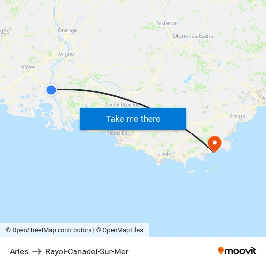 Arles to Rayol-Canadel-Sur-Mer map