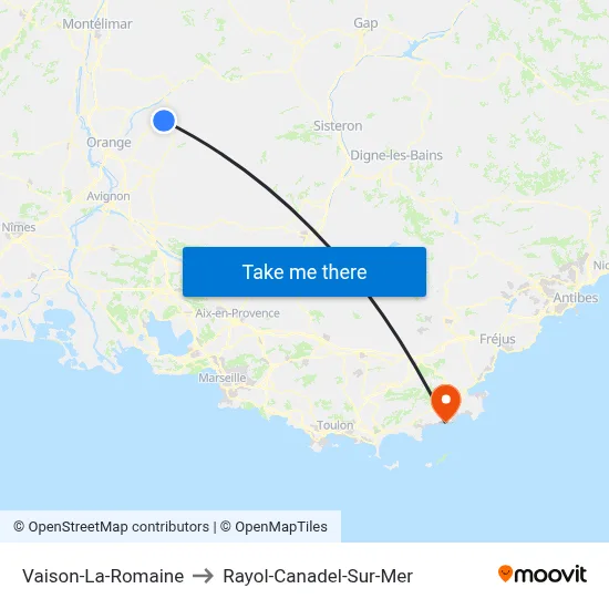Vaison-La-Romaine to Rayol-Canadel-Sur-Mer map