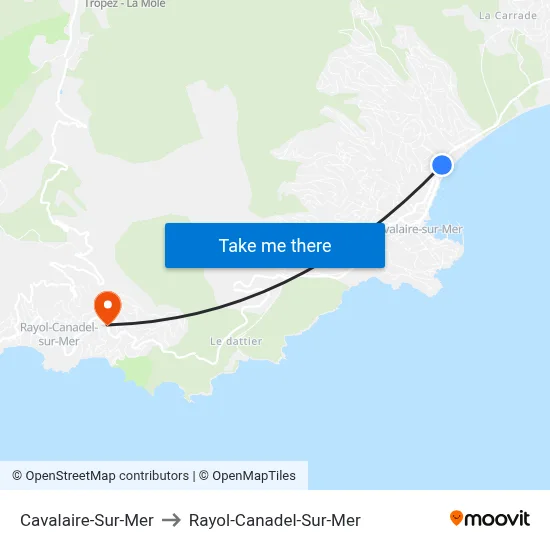 Cavalaire-Sur-Mer to Rayol-Canadel-Sur-Mer map