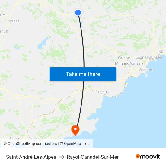 Saint-André-Les-Alpes to Rayol-Canadel-Sur-Mer map