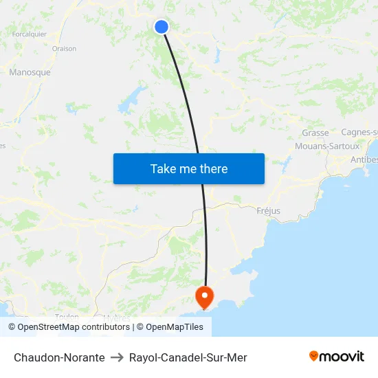 Chaudon-Norante to Rayol-Canadel-Sur-Mer map