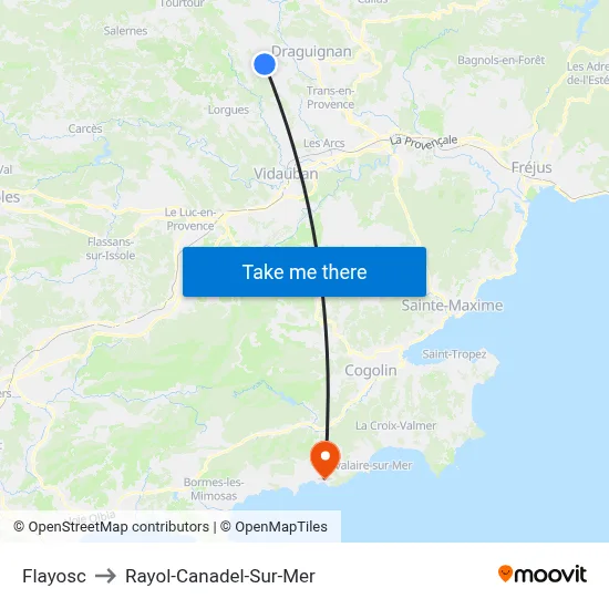 Flayosc to Rayol-Canadel-Sur-Mer map