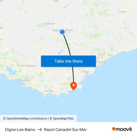 Digne-Les-Bains to Rayol-Canadel-Sur-Mer map