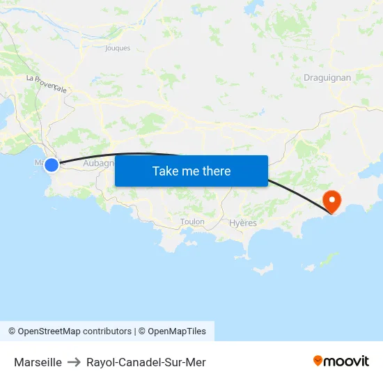 Marseille to Rayol-Canadel-Sur-Mer map