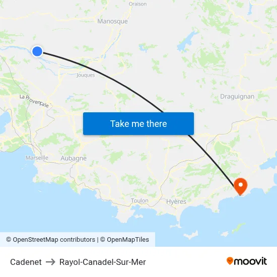 Cadenet to Rayol-Canadel-Sur-Mer map