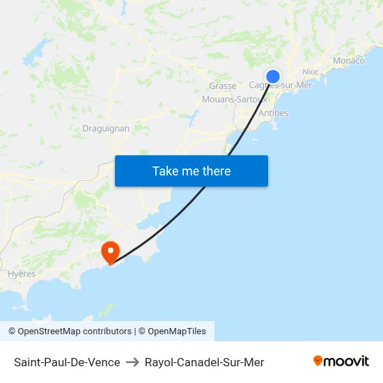 Saint-Paul-De-Vence to Rayol-Canadel-Sur-Mer map