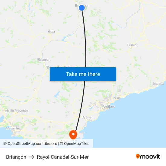 Briançon to Rayol-Canadel-Sur-Mer map