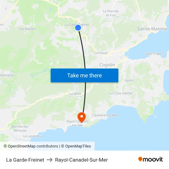 La Garde-Freinet to Rayol-Canadel-Sur-Mer map