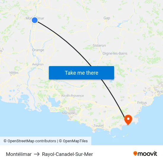 Montélimar to Rayol-Canadel-Sur-Mer map