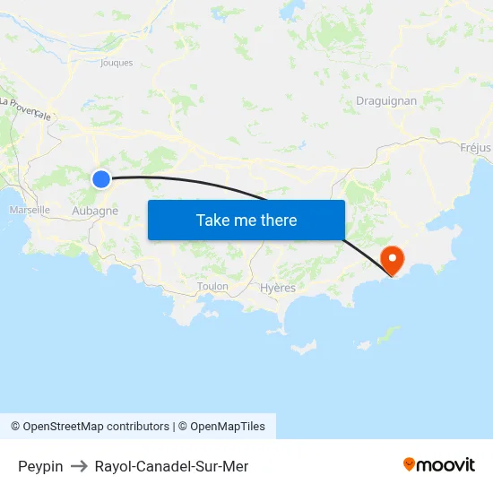 Peypin to Rayol-Canadel-Sur-Mer map
